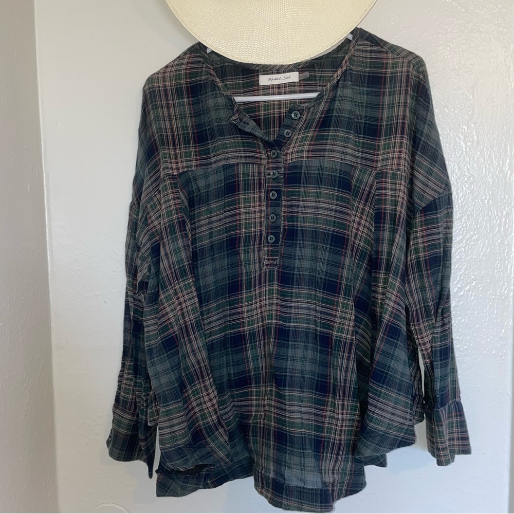 Fab’rik plaid flowy blouse